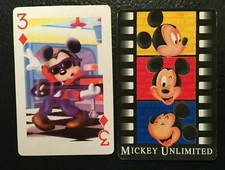 Swap Playing Card  MICKEY MOUSE  Three of Diamonds  MICKEY UNLIMITED