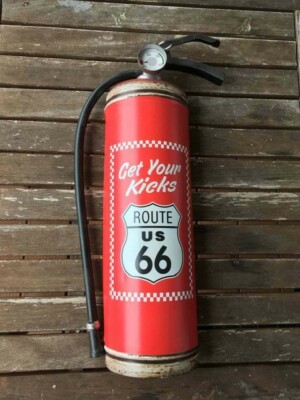 XXL Schild Shabby Style Deco Feuerlöscher Route 66 rot 47x22x8cm get your kicks