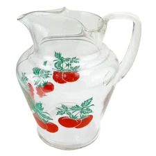 Vintage Tomato Juice Pitcher Ice Lip Applied Handle 1950s Kitchen 24 oz 6.5"