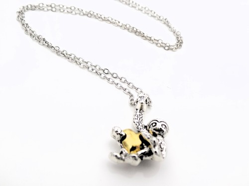 Silver Sloth Necklace with Gold Heart Gift for Wife or Girlfriend Sloth Jewelry - Picture 10 of 11