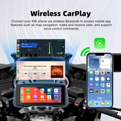 7" IPS Touch Screen Motorcycle Android Auto Navigator Wireless CarPlay w/Camera - Picture 6 of 17