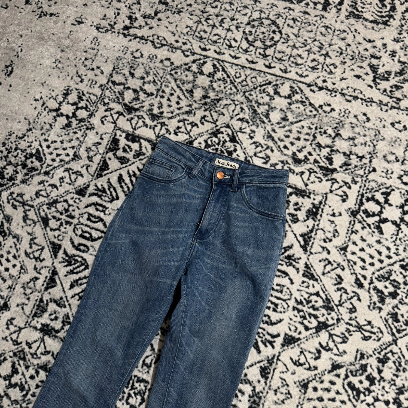 GUCCI Pantaloni Acne Jeans Unisex Blu Cotone Denim Taglia W26 L32 Casual Dritti Y2K Anni 90 F