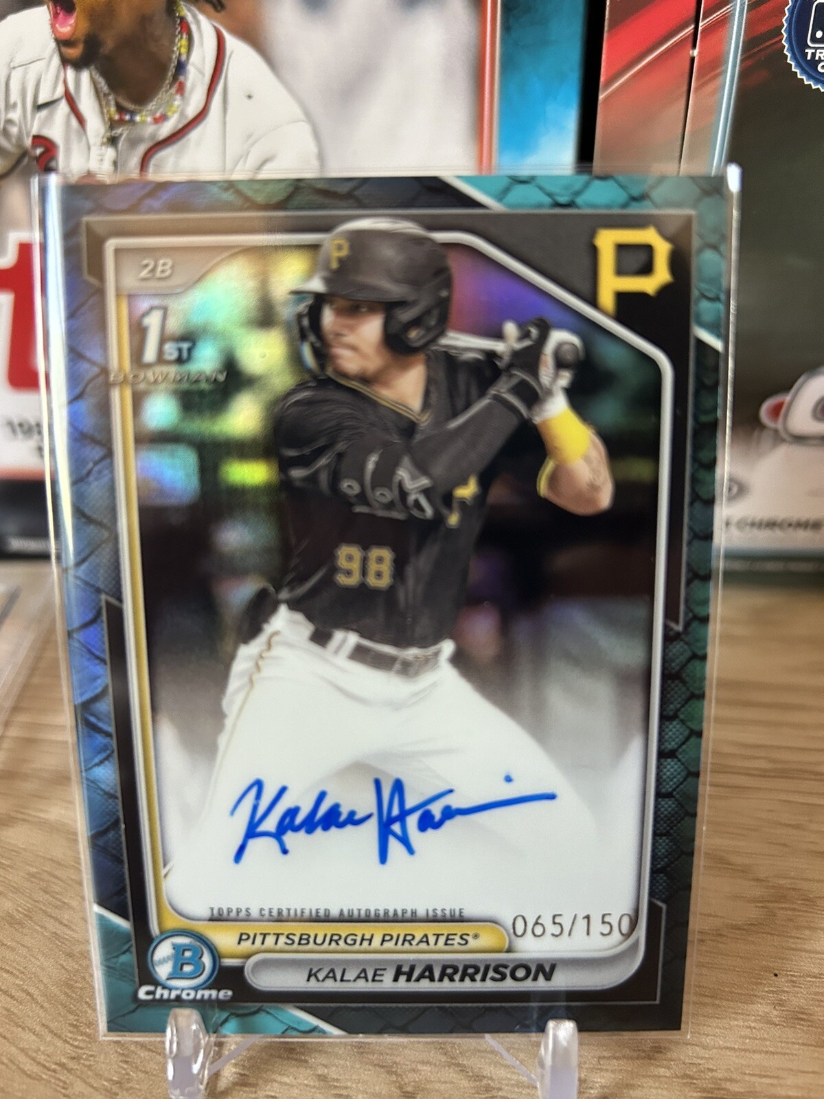 2024 Bowman Chrome KALAE HARRISON 1st Prospect BLUE Dragon Scale /150 AUTO