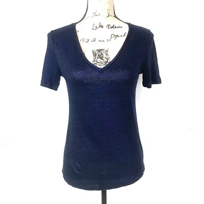 Banana Republic Women Linen T Shirt Size S Purple Metallic Fairycore Fitted READ