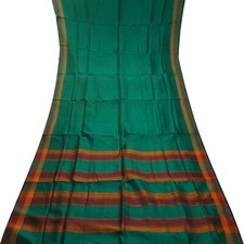 Vintage Green Sarees 100 Pure Silk Handwoven South Indian Sari 6YD Craft Fabric