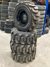 4 New 12 16.5 Skid Steer Tires Mounted Black 8 Hole Rims Carlisle Force400 4432