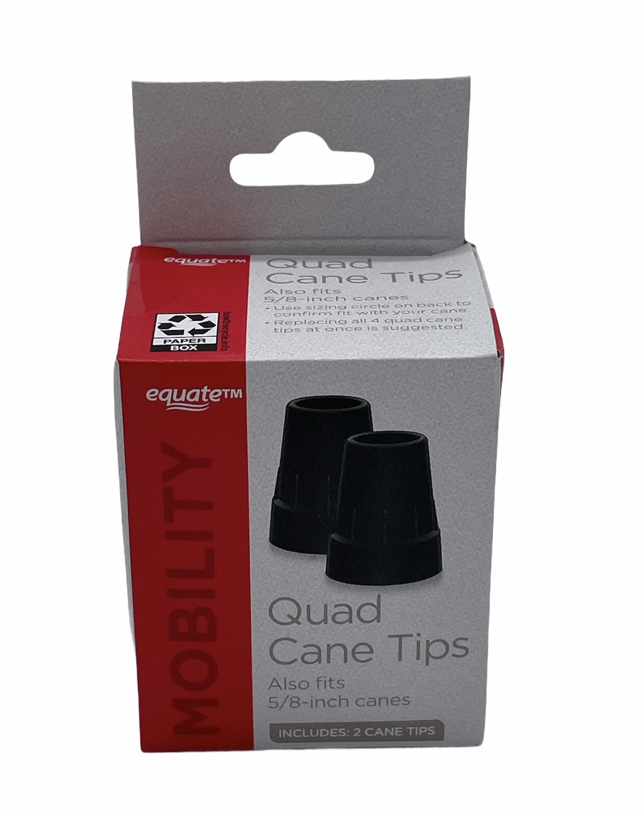EQUATE Quad Cane Tips Fits 5/8" Diameter Natural Rubber 1pair for sale