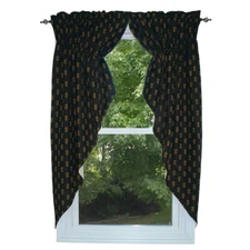 New Primitive Colonial Style Mustard Black PINEAPPLE PRAIRIE SWAGS Panels 63"