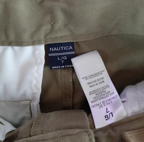 Nautica Boys Youth sz Large (7) Olive Green Uniform Flat Front Khaki Pants - Picture 6 of 9