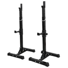 2PCS Adjustable Squat Rack 40"-66" Steel Press Stands Barbell Dumbbell Bench