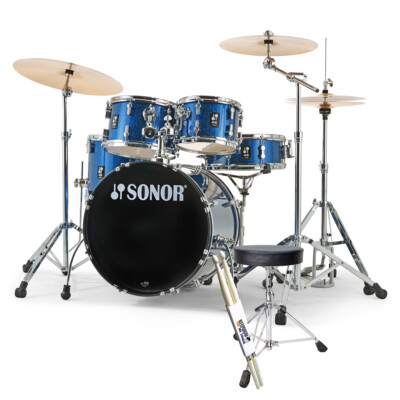 Sonor AQX Studio Set BOS Blue Ocean Sparkle Schlagzeug + keepdrum Zubehör
