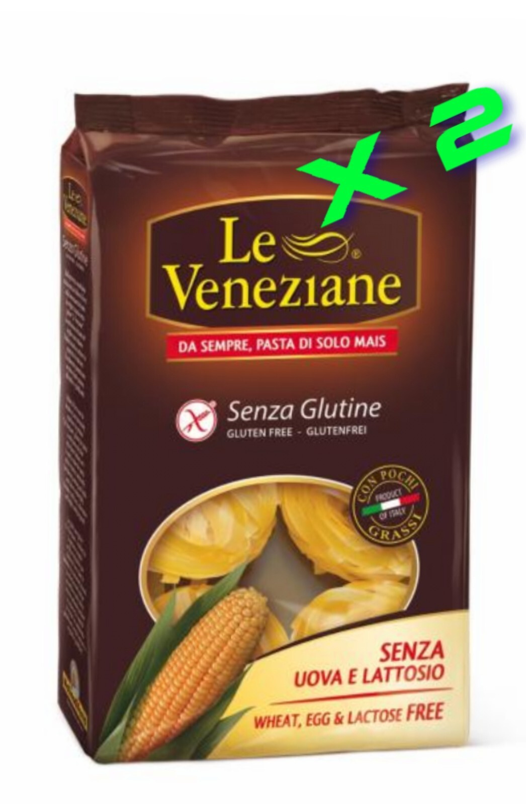 2X250 GR FETTUCCE Le Veneziane corn paste without gluten, eggs, lactose (500gr)
