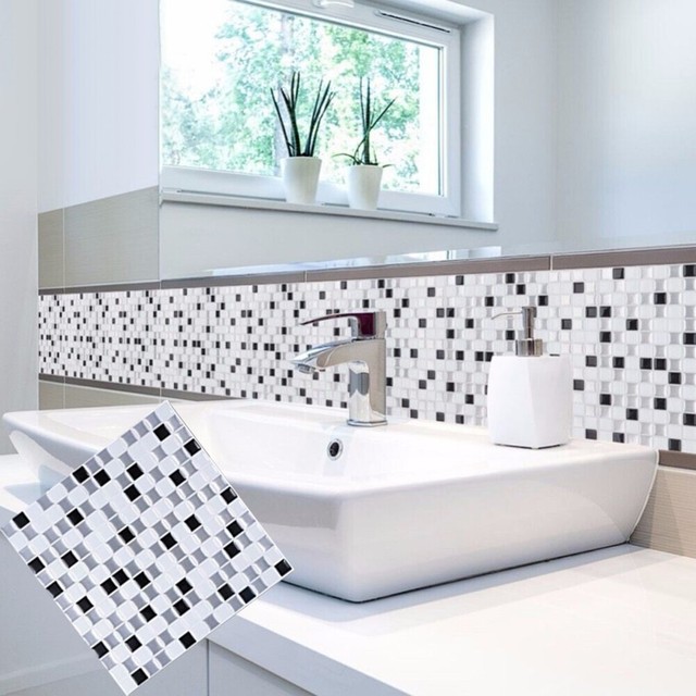 BG_ 3D Square Self-Adhesive Wall Tile Sticker Decal Home Kitchen