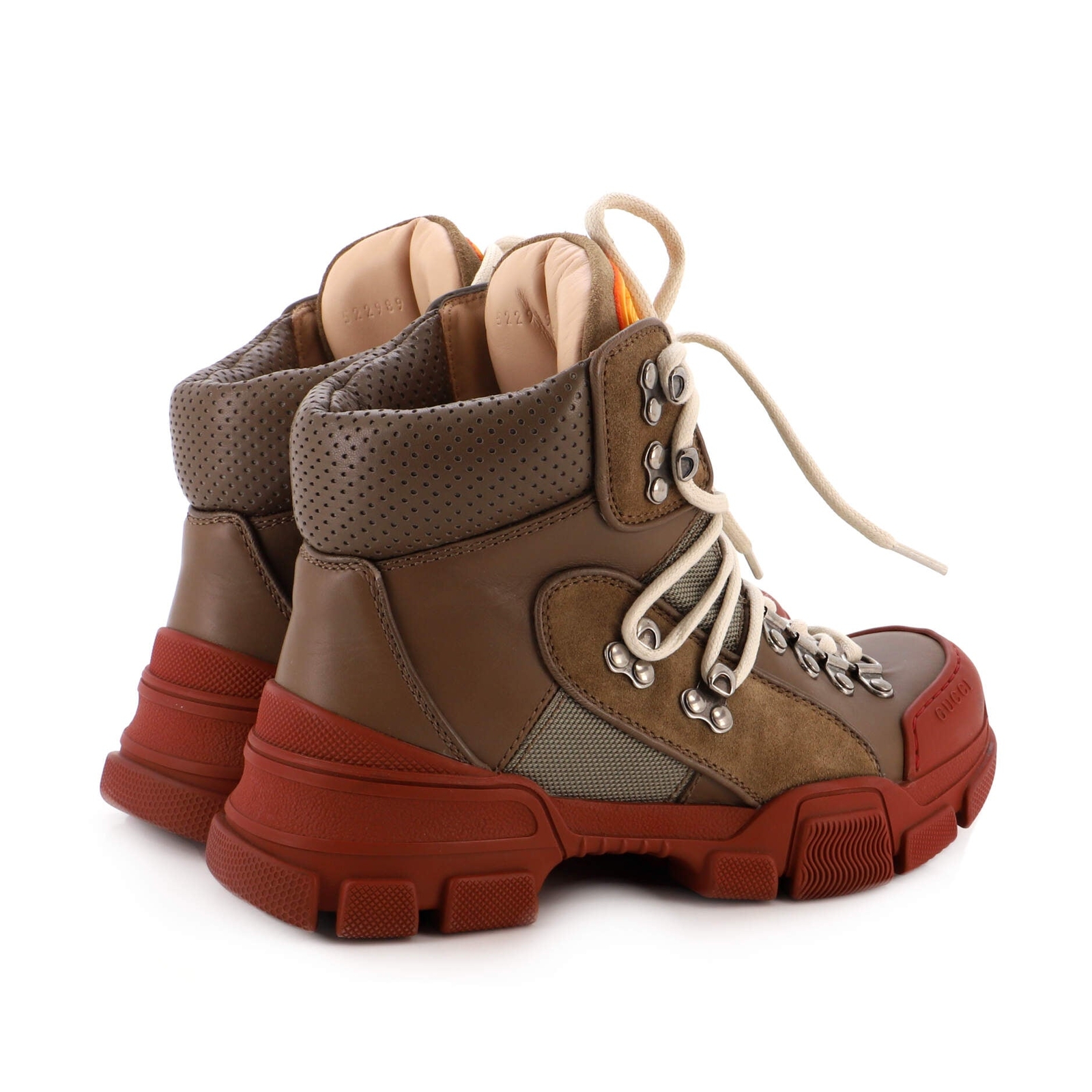 Gucci Flashtrek Hiking Boots Leather and Canvas Brown… Gem