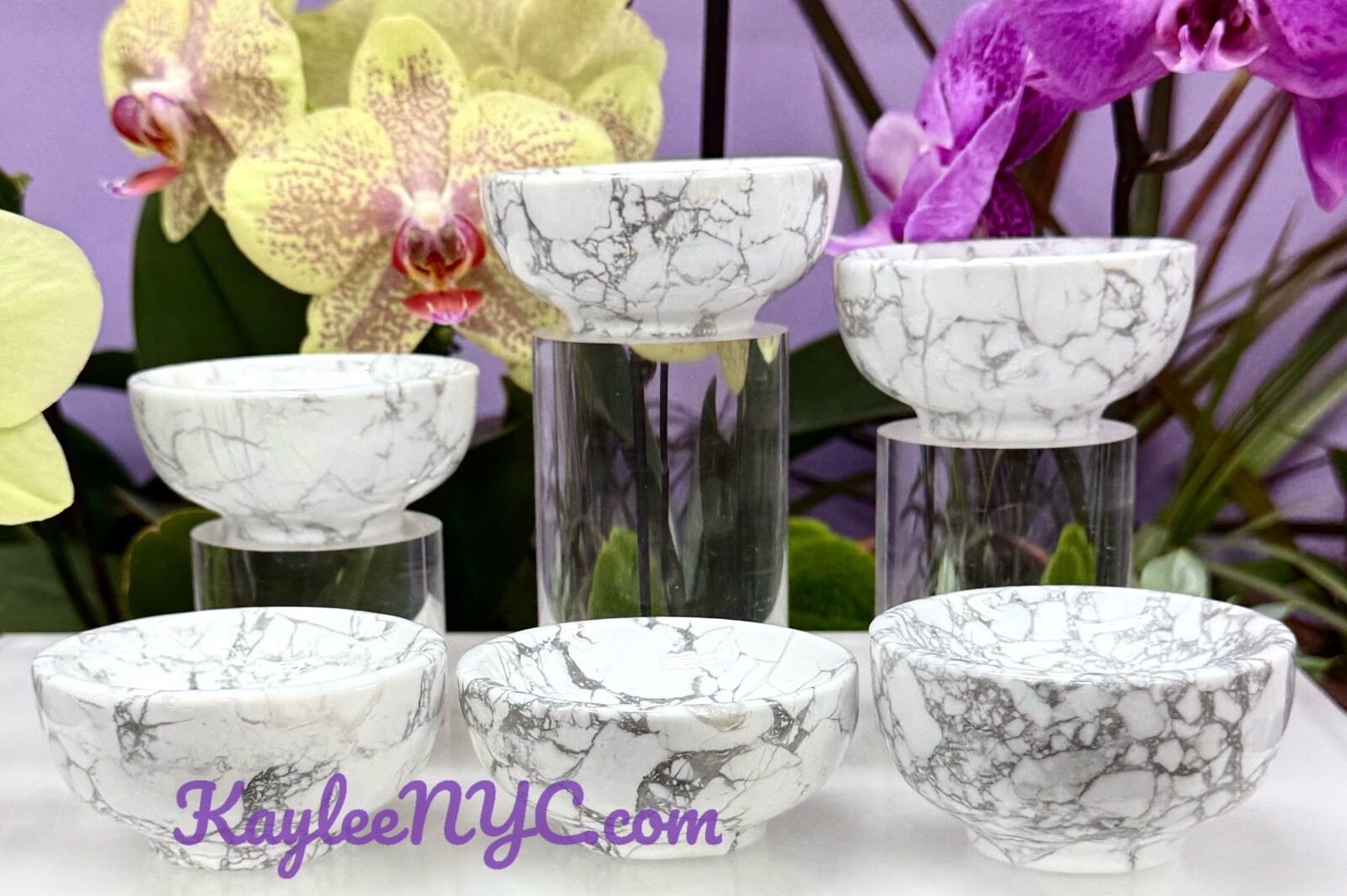 Wholesale Lot 6 Pcs Natural Howlite Bowls Crystal Healing Energy