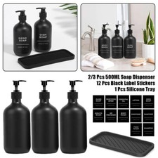 2/3 Pcs 500ml Soap Dispenser Empty Pump Bottles With 12 Labels  Silicone Tray