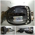 CLASSY WESTERN Rustic Bling COWGIRL Style SUNGLASSES Thick Black Frame Gold Boot