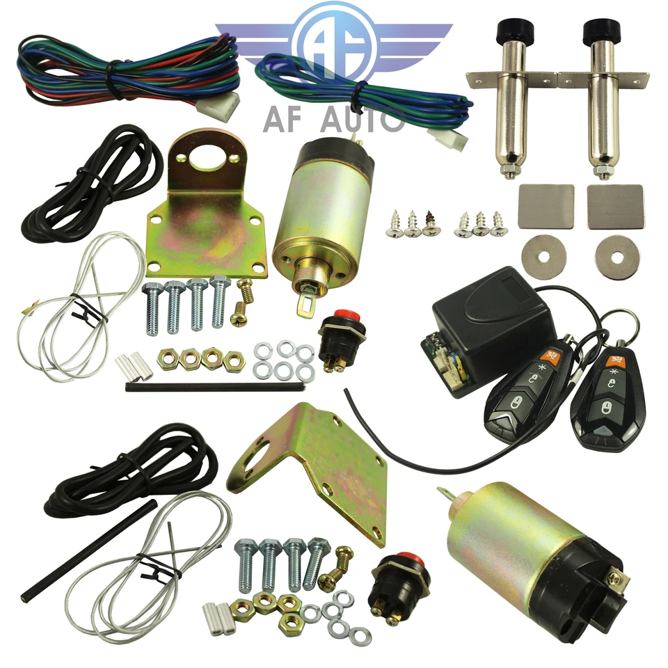 100lb 2 Door Shaved Door Handle Kit Popper Solenoid Street Rat Car Truck Hot Rod - Image 2 of 4