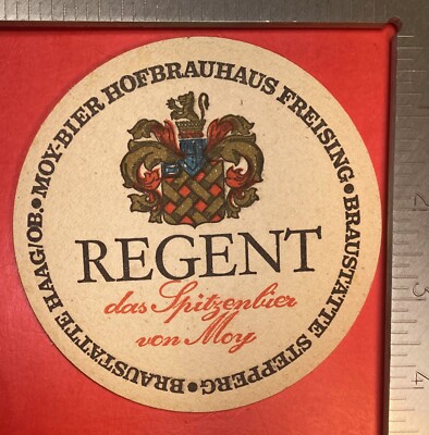 REGENT MOY MEIN BIER. DAS SPITZENBIER. 4.2 INCH ROUND BEER COASTER VINTAGE RARE