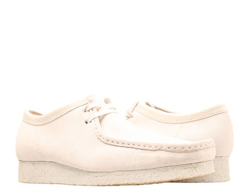 all white clarks wallabees