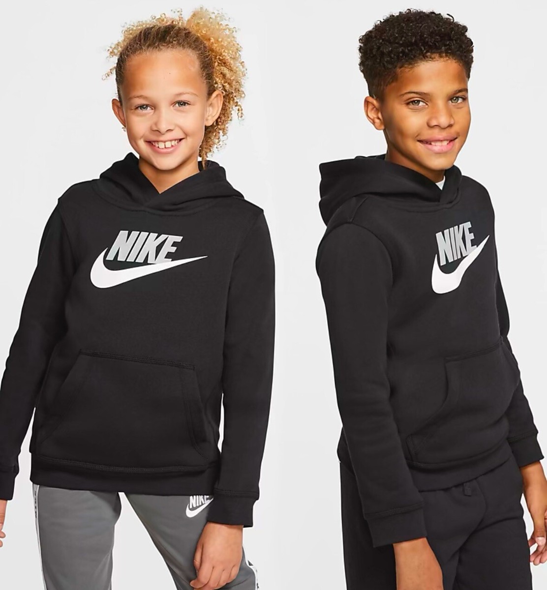 Nike Big Kids Boys Fleece Black Hoodie Pullover CJ7861-011 Size L