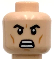 Lego New Light Nougat Minifigure Head Dual Sided Frown Left Eyebrow Raised Part