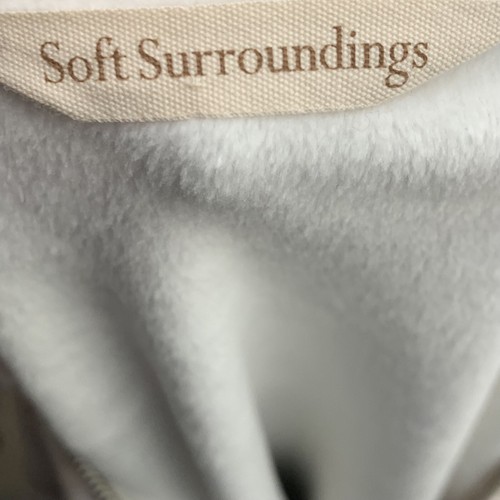 Soft Surroundings Size Large Fleece Top Long Sleeved 1/2 Zip White Gray Floral - Picture 3 of 5