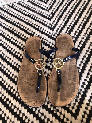 Michael Kors Women's Cork Jelly Thong Sandals Flip-Flops Gold