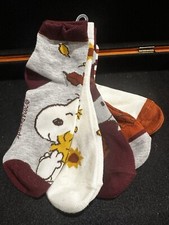 5 Pair Peanuts Snoopy Woodstock Autumn Fall Socks Fits Shoe Size 5-8 Adult
