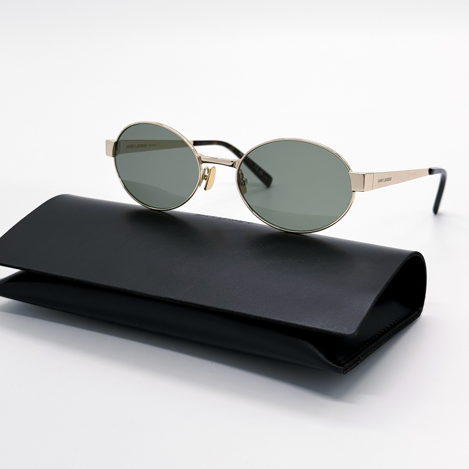 NUOVI OCCHIALI DA SOLE DONNA SAINT LAURENT SL692 003 ROTONDI VERDE ORO SAINT LAURENT