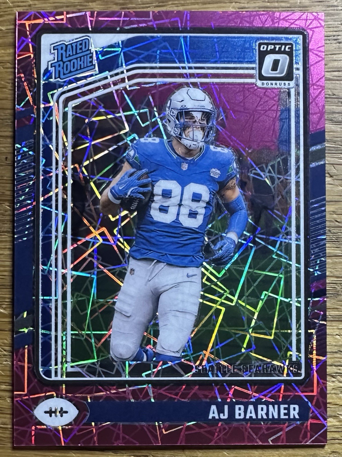 2024 Panini Optic AJ BARNER RC #204 Rated Rookie PINK VELOCITY PRIZM #d /80