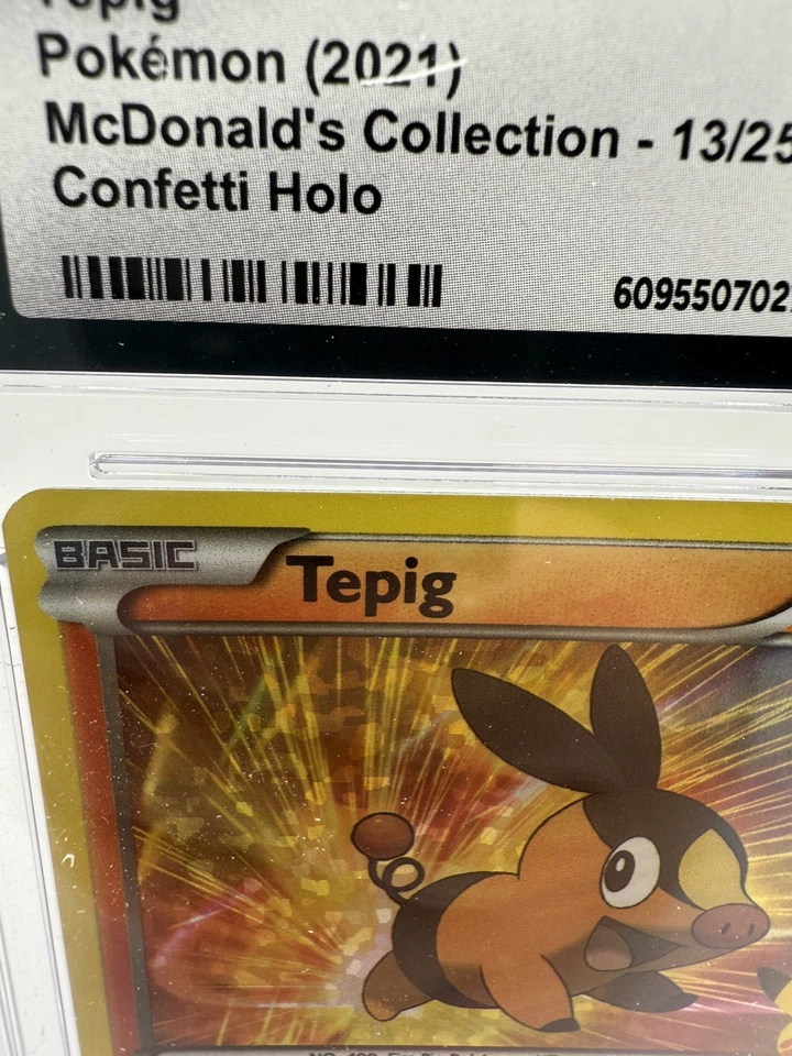 Tepig McDonald's 13/25 Confetti Holo CGC 9.5 MINT+ ERROR BOLD FONT & HOLO BLEED - Image 2 of 4
