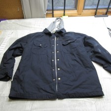 Dickies Jacket Mens XXL Blue Insulated Quilted Hooded Full Zip Snap Work Rugged