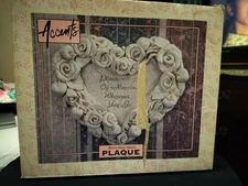 Accents Resin Rose Heart Wall Plaque  "Plant Seeds Of Happiness Wherever You Go"