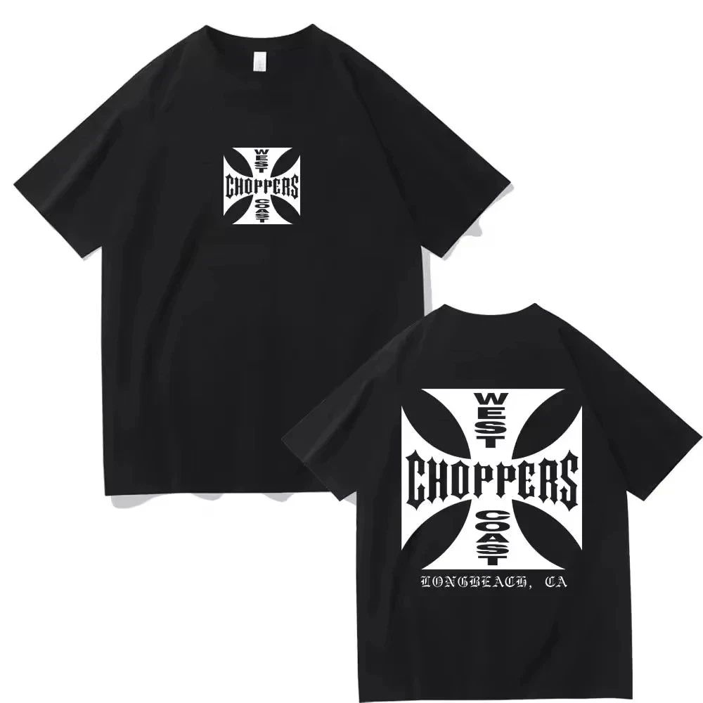 Men Cotton West Coast Choppers Print T-Shirt Casual Short Sleeve