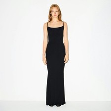 SKIMS Soft Lounge Long Slip Dress - Black - Size Small - Ribbed - Maxi Length