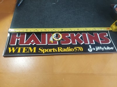 1992 Washington Redskins Hail Skins Jiffy Lube/WTEM 570 Bumper Sticker Unused