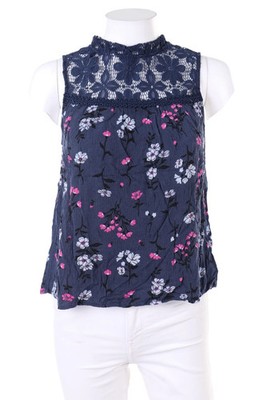 WALLFLOWER Blusentop Bluse Top Blumen Print L dunkelblau
