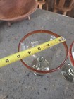 4  Mexican  Margarita or Sangria  Red & Orange Rim Hand Blown Glasses stemmed — photo 9