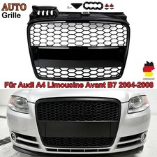 Kühlergrill für Audi A4 B7 2004-08 Waben Gitter Glanz Schwarz ohne RS4 S4 S-line