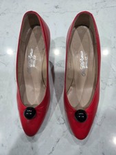 New Saks Fifth Avenue Fenton Last Red Leather Pumps Vintage Sz 5 B