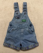 Vintage 80s Oshkosh B gosh Vestbak Shorts Overalls Plaid Cuffs 3T USA MADE RARE