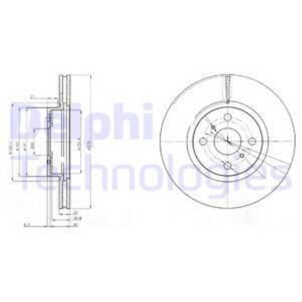 Delphi 2X Bremsscheibe Vorne Ø275 Mm BelüFtet FüR Toyota Yaris _P9_ 1.0 Vvt-I-image