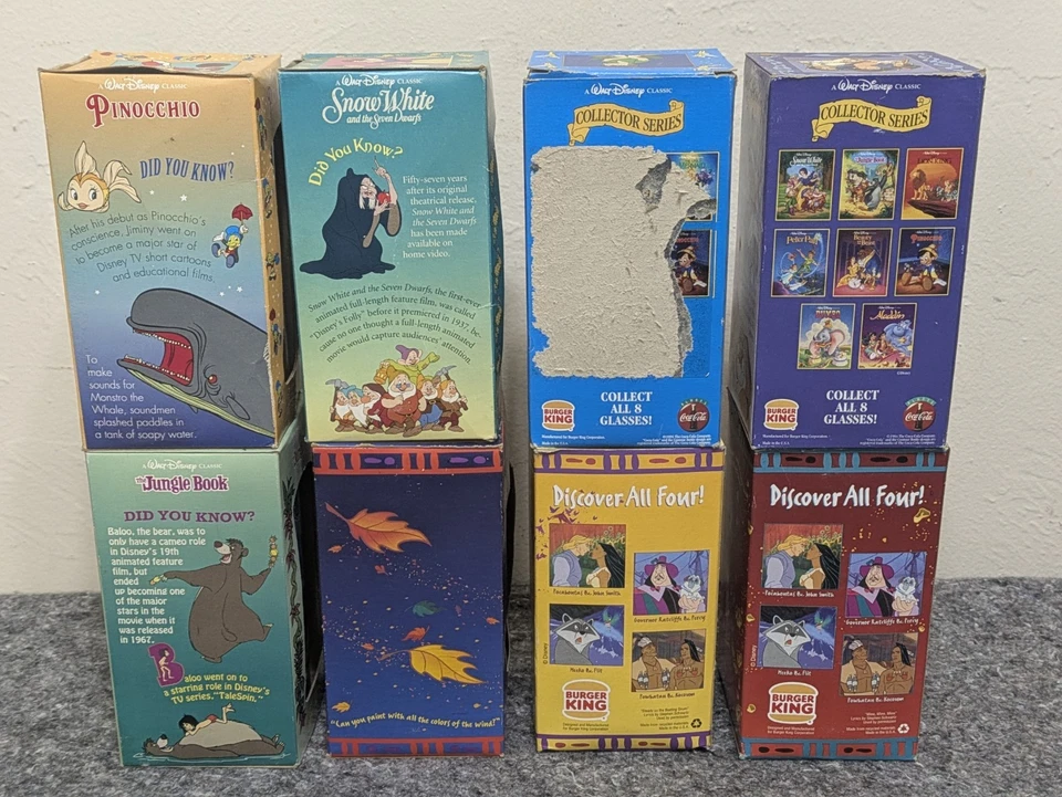 Burger King VASOS DISNEY en Cajas Lote de 8 - Pocahontas Peter Pan Jungle Book Foto 4 de 4