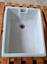 White Ceramic Belfast Sink 60x45cm Rectangular Single Bowl Drain Overflow
