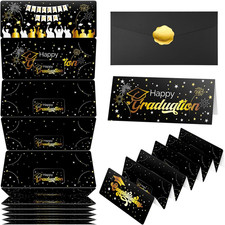 Black Graduation Envelope Money Holder with 10 Slots, Surprise Cash Gift Card Ho