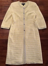 St. John women’s Yellow Tweed Knit Ombré Topper Long Jacket Duster Sz 10