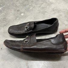 Vintage Brown Leather Gucci Loafer Shoes Male...