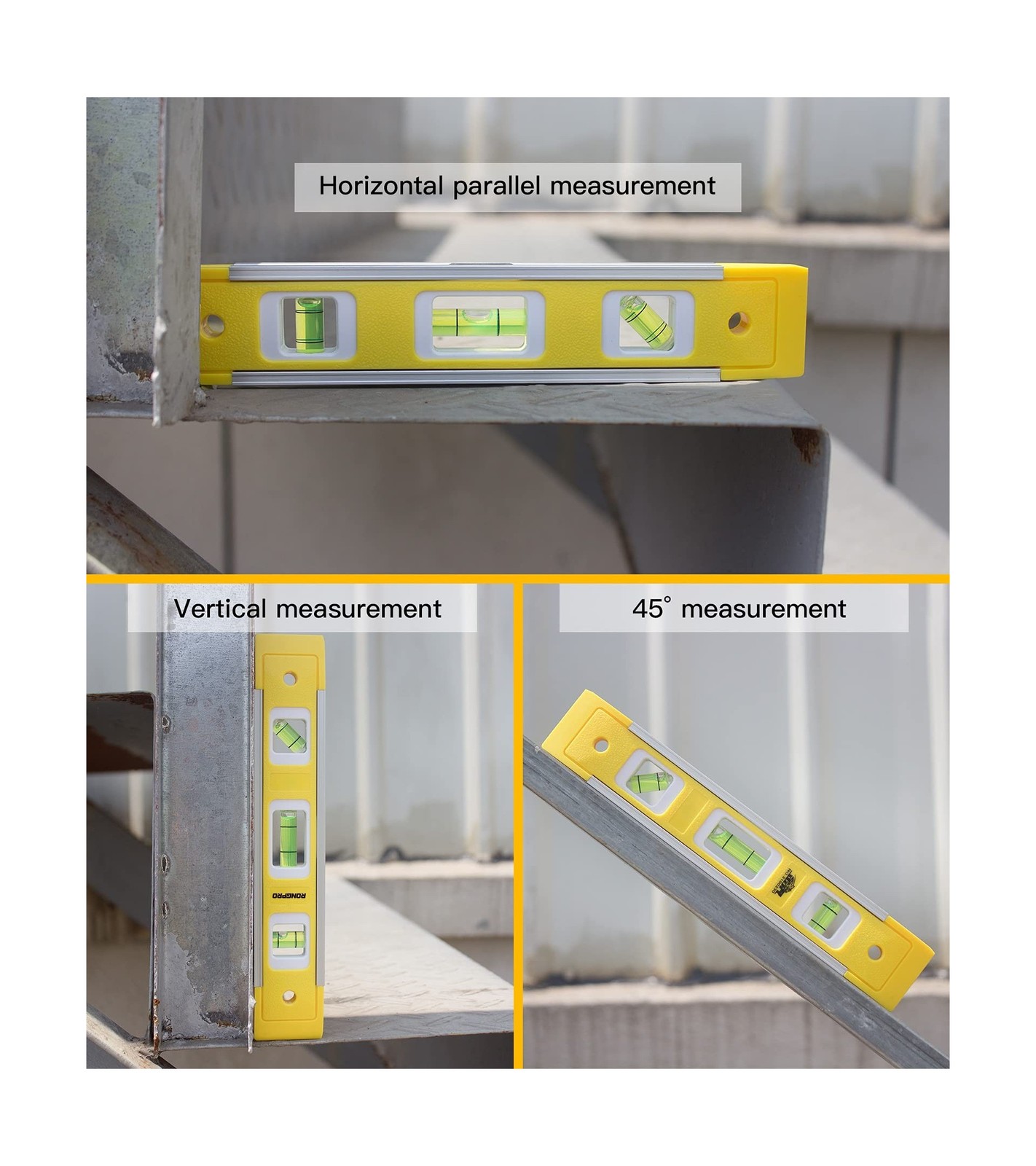 9 Inch Torpedo Level, Magnetic Box Level with 45°/90°/180° Bubble