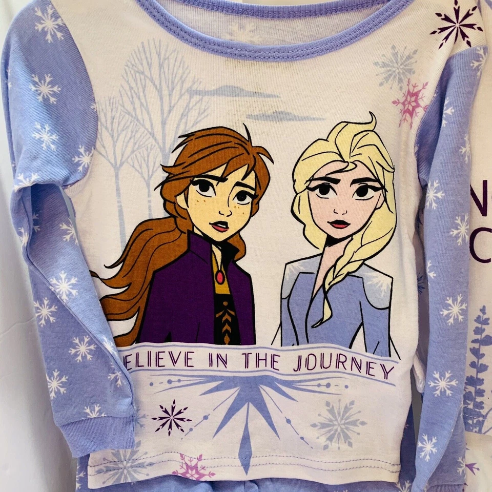 Conjunto de pijama de algodón ajustado manga larga de 4 piezas Disney Frozen Elsa Anna niña talla 4 Foto 2 de 4